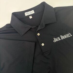 Peter Millar Mens Black Summer Comfort "JACK DANIELS" Short Sleeve Polo Size LG